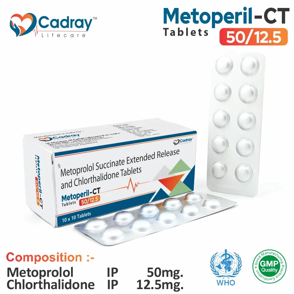 Metoprolol 50mg + Chlorthalidone 12.5mg | Antihypertensive | Best price for PCD Pharma Franchise in Delhi